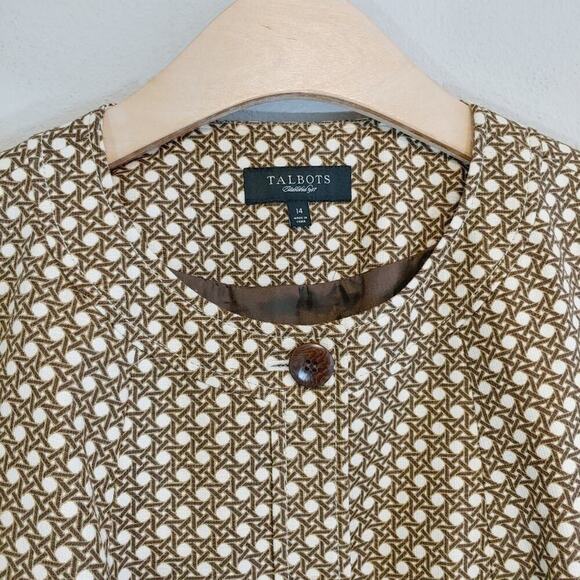Talbots Cotton Basketweave Wooden Buttons Blazer Sz 14 Professional Career - Picture 4 of 6